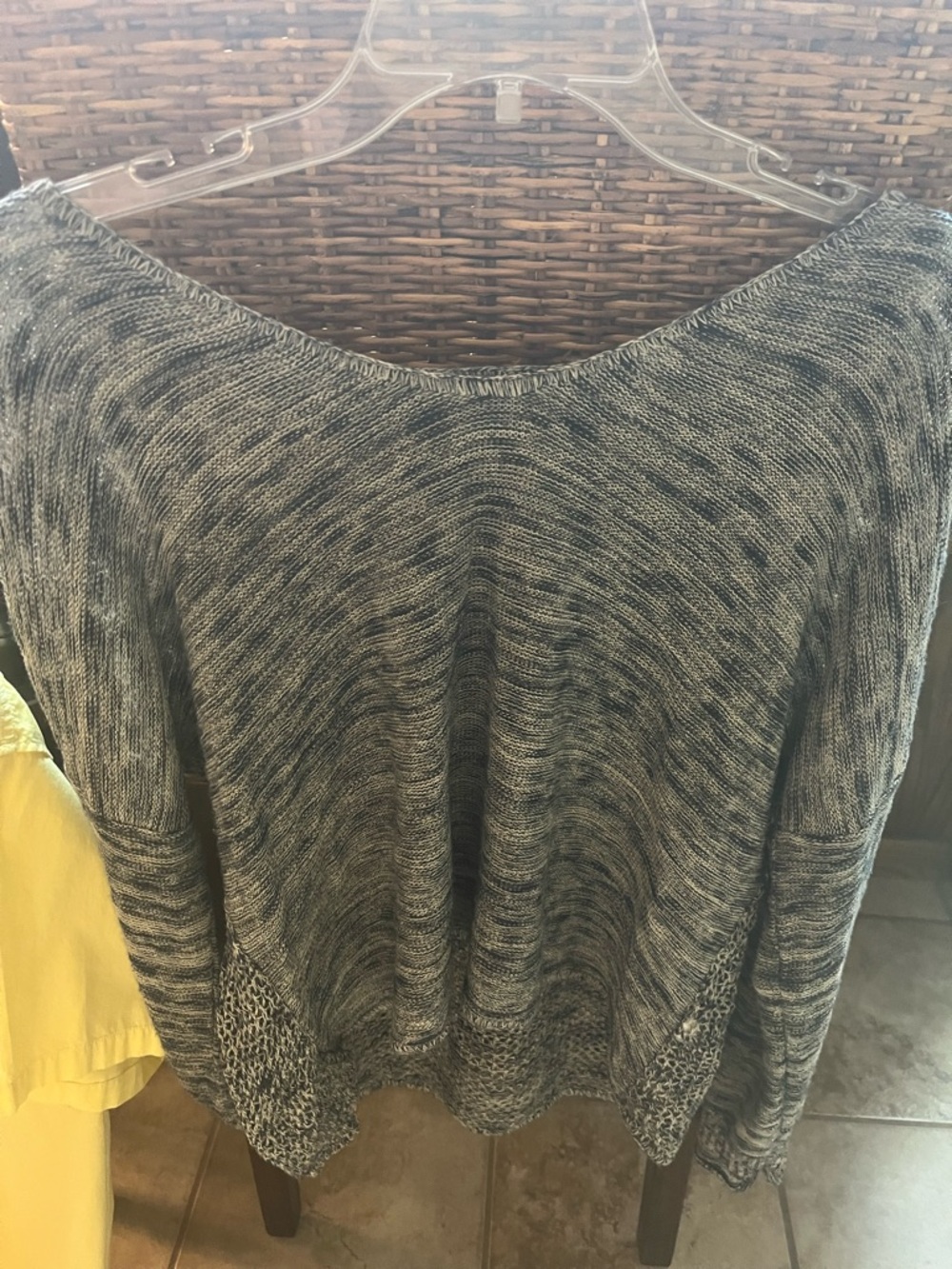 Maurices Off-Shoulder Marled Gray Pullover Sweater